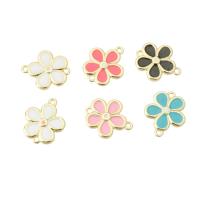 Brass Jewelry Connector Flower gold color plated enamel Approx 0.5mm Sold By PC