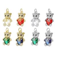 Cubic Zirconia Micro Pave Brass Pendant, Bear, plated, micro pave cubic zirconia, more colors for choice, 11x18x6mm, Hole:Approx 3mm, Sold By PC