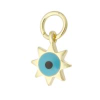Evil Eye Pendants, Brass, gold color plated, enamel, 7x9x2mm, Hole:Approx 3mm, Sold By PC