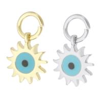 Evil Eye Pendants, Brass, plated, enamel, more colors for choice, 8x9x2mm, Hole:Approx 3mm, Sold By PC
