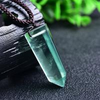 Green Fluorite Necklace, with Wax Cord, polished, fashion jewelry & Unisex, 4-5cm, Length:Approx 14 Inch, Sold By PC