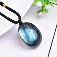Labradorite Necklace, with Wax Cord, polished, Unisex & different size for choice, Length:Approx 14 Inch, Sold By PC