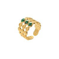 Zirkonia Edelstahl-Finger- Ring, 304 Edelstahl, 18K vergoldet, Modeschmuck & Micro pave Zirkonia & für Frau, zwei verschiedenfarbige, 16mm, verkauft von PC