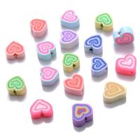 Χάντρες Polymer Clay, Καρδιά, διαφορετικά στυλ συσκευασίας για την επιλογή & DIY, μικτά χρώματα, 10mm, Sold Με τσάντα