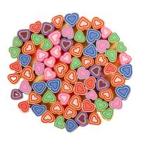 Polymer Ton Perlen , Herz, DIY, gemischte Farben, 10x9mm, ca. 1000PCs/Tasche, verkauft von Tasche