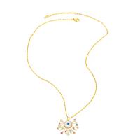Evil Eye Jewelry Necklace, Brass, with 2 extender chain, gold color plated, different styles for choice & micro pave cubic zirconia & for woman, mixed colors, nickel, lead & cadmium free, 26x30mm, Length:17.7 Inch, Sold By PC