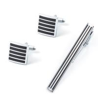 Brass Tie Clip Cufflink Set silver color plated for man & enamel silver color nickel lead & cadmium free  Sold By Set