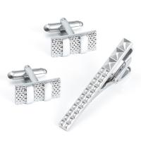 Brass Tie Clip Cufflink Set plated for man nickel lead & cadmium free  Sold By Set