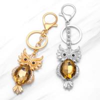 Tibetan Style Key Clasp, with Crystal, Owl, plated, Unisex & with rhinestone, more colors for choice, nickel, lead & cadmium free, 63x33mm, Length:4.9 Inch, Sold By PC