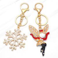 Zinc Alloy Key Clasp gold color plated & for woman & enamel & with rhinestone golden nickel lead & cadmium free Length 5.2 Inch Sold By PC