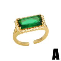 Cubic Zirconia Micro Pave Brass Ring gold color plated & micro pave cubic zirconia & for woman green nickel lead & cadmium free 10mm Sold By PC