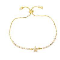 Cubic Zirconia Micro Pave Brass Bracelet Star gold color plated micro pave cubic zirconia & for woman nickel lead & cadmium free Length 9.4 Inch Sold By PC