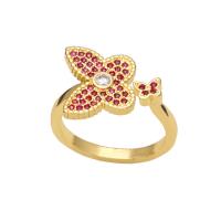 Cubic Zirconia Micro Pave Brass Ring, Butterfly, gold color plated, micro pave cubic zirconia & for woman, more colors for choice, nickel, lead & cadmium free, 12mm, Sold By PC