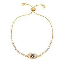 Evil Eye Jewelry Bracelet Brass gold color plated micro pave cubic zirconia & for woman & enamel nickel lead & cadmium free Length 9.4 Inch Sold By PC