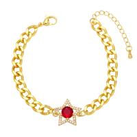 Cubic Zirconia Micro Pave Brass Bracelet, with 2 extender chain, Star, gold color plated, micro pave cubic zirconia & for woman, more colors for choice, nickel, lead & cadmium free, 17x17mm, Length:5.5 Inch, Sold By PC