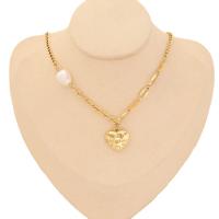 Edelstahl Schmuck Halskette, 304 Edelstahl, mit Kunststoff Perlen, mit Verlängerungskettchen von 2, verschiedene Stile für Wahl & für Frau, goldfarben, Länge:15.7 ZollInch, verkauft von PC