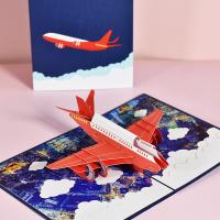 Paper 3D Greeting Card, Airplane, handmade, Foldable & 3D effect, more colors for choice, 150x200mm, Sold By PC