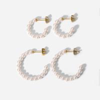 Edelstahl Ohrringe, 304 Edelstahl, mit Kunststoff Perlen, 18K vergoldet, Modeschmuck & verschiedene Größen vorhanden & für Frau, goldfarben, verkauft von Paar