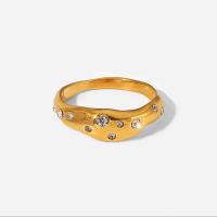 Cubic Zirconia nerezové prst prsten, 304 Stainless Steel, různé velikosti pro výběr & micro vydláždit kubické zirkony & pro ženy, zlatý, 6mm, Prodáno By PC
