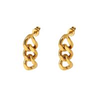 Stainless Steel Drop Earring 304 Stainless Steel 18K gold plated fashion jewelry & for woman golden 22mm Sold By Pair