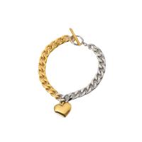Stainless Steel Jewelry Bracelet, 304 Stainless Steel, Heart, Vacuum Ion Plating, fashion jewelry & for woman, 7.81mm,14.03mm, Sold Per Approx 7.28 Inch Strand