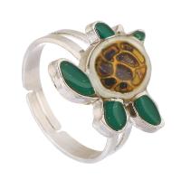 Mood Finger Ring, Tibetan Style, with Lampwork, Turtle, silver color plated, fashion jewelry & change their color according to the temperature, silver color, nickel, lead & cadmium free, 17x17mm,3mm, US Ring Size:7, Sold By PC