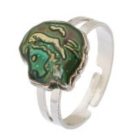 Mood Finger Ring, Tibetan Style, with Lampwork, silver color plated, fashion jewelry & change their color according to the temperature, silver color, nickel, lead & cadmium free, 12x12.5mm,4mm, US Ring Size:7.5, Sold By PC