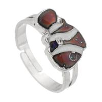 Mood Finger Ring, Tibetan Style, with Lampwork, Fish, silver color plated, fashion jewelry & change their color according to the temperature, silver color, nickel, lead & cadmium free, 15x10mm,4mm, US Ring Size:7, Sold By PC