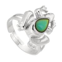 Mood Finger Ring Zinc Alloy with Lampwork Frog silver color plated fashion jewelry & change their color according to the temperature silver color nickel lead & cadmium free 4mm US Ring Sold By PC