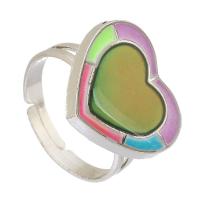 Mood Finger Ring Zinc Alloy with Lampwork Heart silver color plated fashion jewelry & change their color according to the temperature silver color nickel lead & cadmium free 4mm US Ring Sold By PC