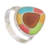 Enamel Mood Finger Ring, liga de zinco, with vidrilho, Lágrima, cromado de cor prateada, joias de moda & esmalte sensor, prateado, níquel, chumbo e cádmio livre, 15x18mm,4mm, tamanho:6.5, vendido por PC
