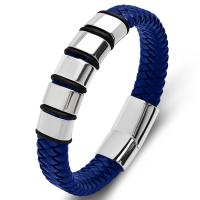 Bracelets cordon PU, cuir PU, avec acier inoxydable 316L, longueur différente pour le choix & pour homme, plus de couleurs à choisir, 12x6mm, Vendu par PC