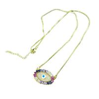Cubic Zircon Micro Pave Brass Necklace Eye gold color plated micro pave cubic zirconia & for woman multi-colored Length Approx 19.68 Inch Sold By PC
