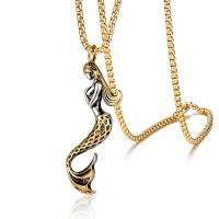 Titanium Steel Pendants Mermaid gold color plated punk style & Unisex Sold By PC