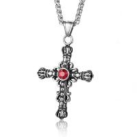 Titanium Steel Pendants Cross anoint punk style & micro pave cubic zirconia & for man Sold By PC