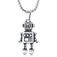 Titanium Steel Pendants, Robot, anoint, vintage & for man, 23x35mm, Sold By PC
