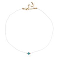 Bracelet de perles de verre, Seedbead, avec turquoise & acier inoxydable, fait à la main, bijoux de mode & pour femme, plus de couleurs à choisir, 470mm, Vendu par PC