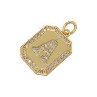 Cubic Zirconia Micro Pave Brass Pendant, Square, plated, different designs for choice & micro pave cubic zirconia, more colors for choice, 21.50x13mm, Sold By PC