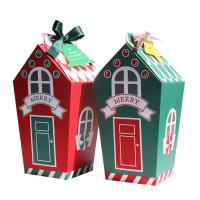 Papper Christmas Gift Box, Hus, tryckning, kan öppna och sätta i något & Jul Design & DIY, fler färger för val, 95x95x195mm, Säljs av PC