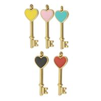 Stainless Steel Pendants 304 Stainless Steel Key gold color plated DIY & enamel Approx 2mm Sold By PC