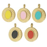 Stainless Steel Pendants 304 Stainless Steel Flat Round gold color plated DIY & enamel Approx 2mm Sold By PC