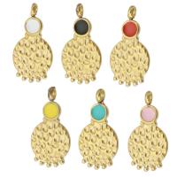 Stainless Steel Pendants, 304 Stainless Steel, gold color plated, enamel, more colors for choice, 12x22x1.50mm, Hole:Approx 2mm, Sold By PC