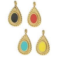 Stainless Steel Pendants, 304 Stainless Steel, Teardrop, gold color plated, enamel, more colors for choice, 13x23x2mm, Hole:Approx 2mm, Sold By PC