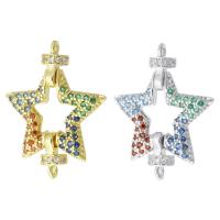 Cubic Zirconia Micro Pave Brass Connector Star plated micro pave cubic zirconia & hollow Approx 1mm Sold By PC