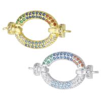 Cubic Zirconia Micro Pave Brass Connector Ellipse plated micro pave cubic zirconia & hollow Approx 1mm Sold By PC