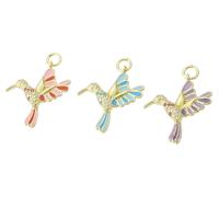 Cubic Zirconia Micro Pave Brass Pendant Bird gold color plated micro pave cubic zirconia & enamel Approx 4mm Sold By PC