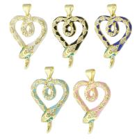 Cubic Zirconia Micro Pave Brass Pendant Snake gold color plated micro pave cubic zirconia & enamel Approx 3mm Sold By PC