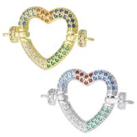 Cubic Zirconia Micro Pave Brass Connector Heart plated micro pave cubic zirconia & hollow Approx 1mm Sold By PC