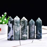 Moss Agate Quartz Points, polished, for home and office & different size for choice, Sold By PC