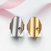 Stainless Steel Finger Ring, 304 Stainless Steel, Cross, Vacuum Ion Plating, fashion jewelry & for woman, more colors for choice, 27mm, Sold By PC